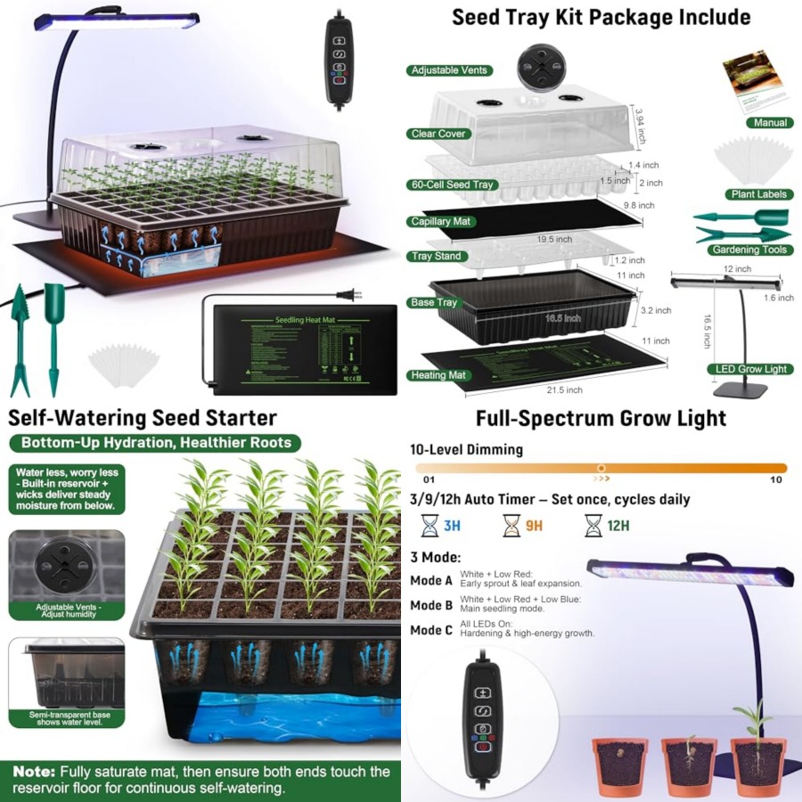 60-Cell Self-Watering Seed Sta - Humidity Dome Kit 评论和价格