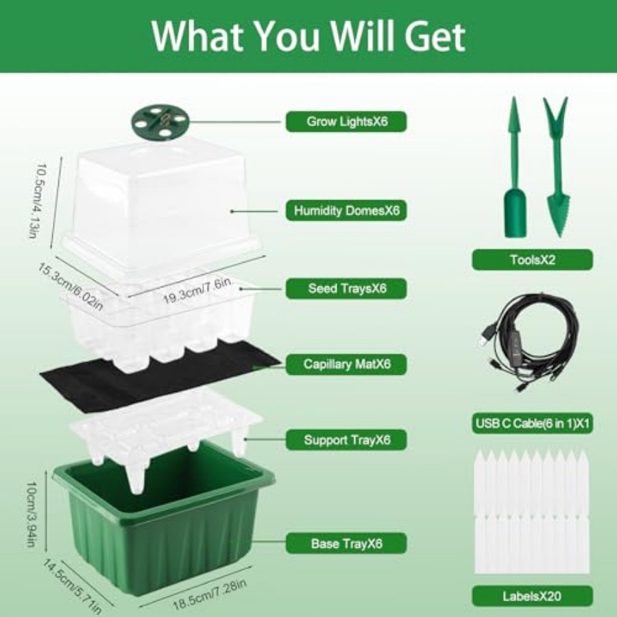 Seed Starter Tray with Light,  - Humidity Dome Kit 评论和价格