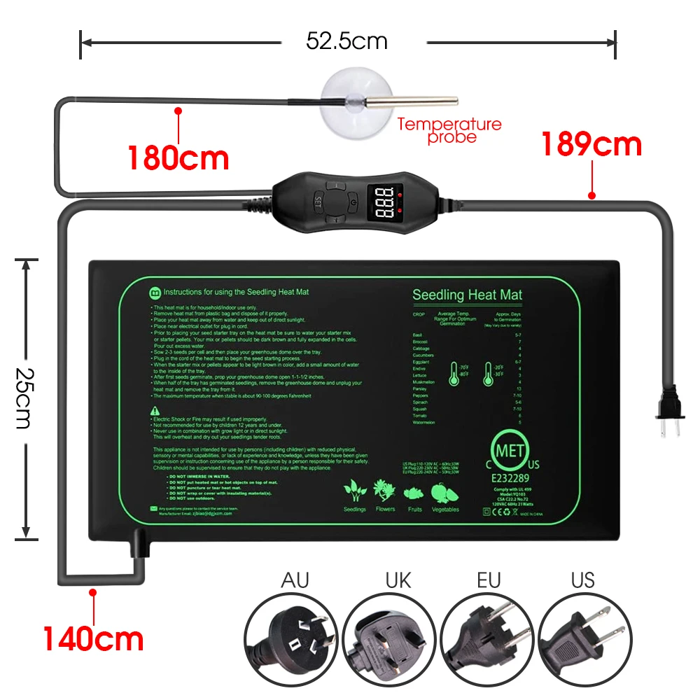 50W EU-US/UK/AU Adjustable The - Heat Mat Seedling 评论和价格