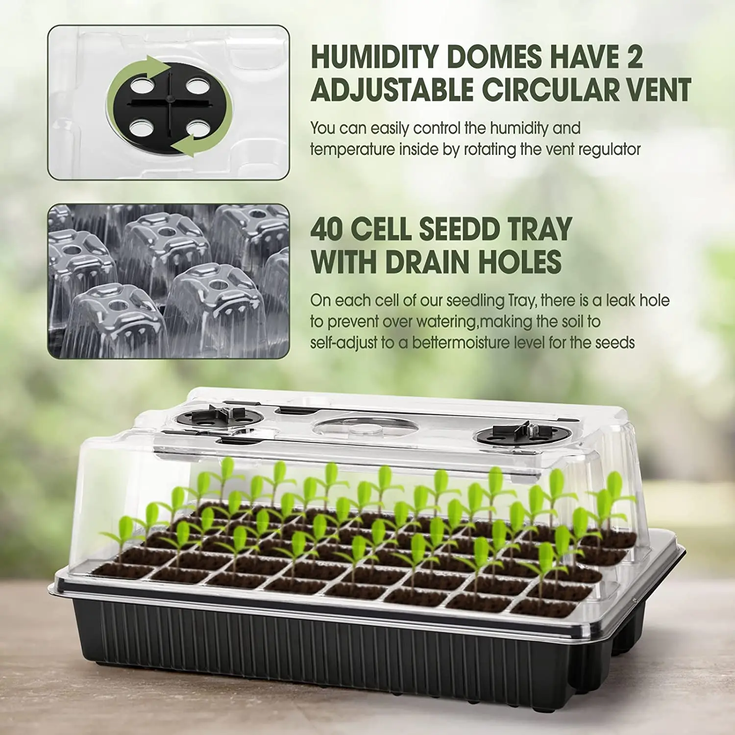1 Set, Seed Starter Trays With - Humidity Dome Kit 评论和价格