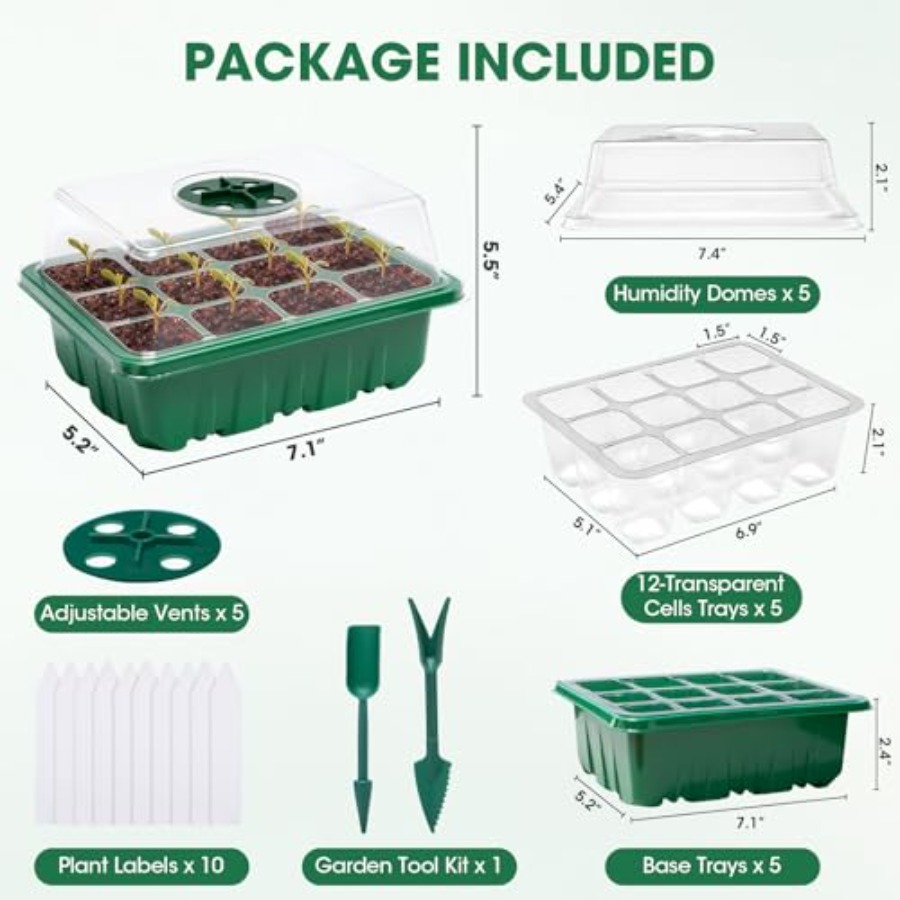 5 Packs Seed Starter Tray with - Humidity Dome Kit 评论和价格