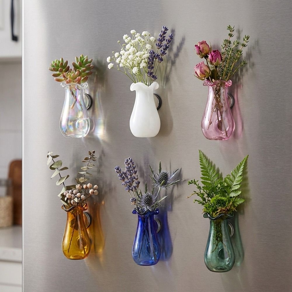 6Pcs DIY 3D Mini Vase Magnets  - Propagation Station Vase 评论和价格